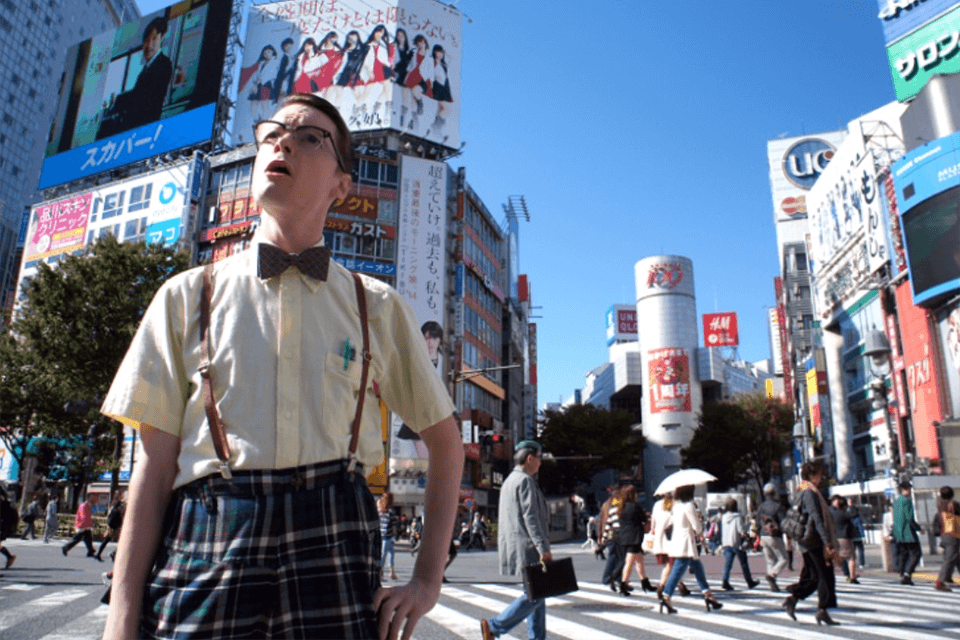 Geeky Westerner in a bow tie, lost in the streets of Shibuya.