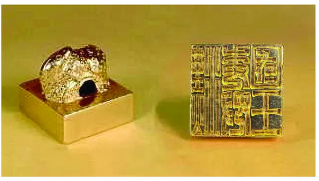 A golden seal of the kind bestowed by the Wei emperor