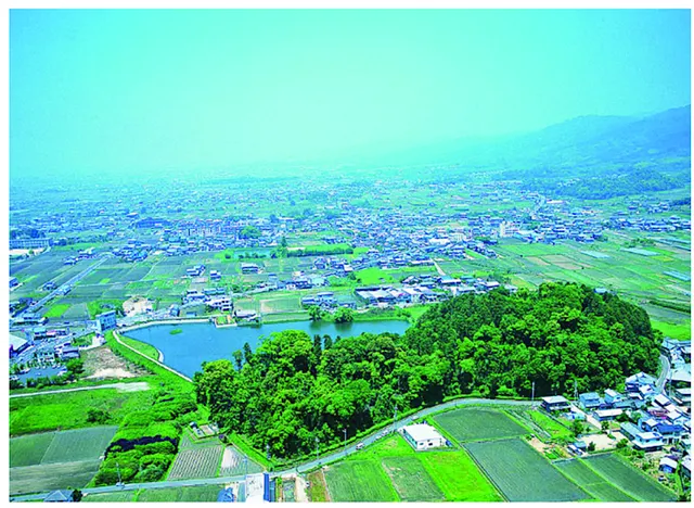A kofun, an ancient Japanese burial mound