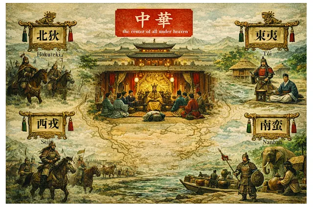 Illustration of the ancient Chinese worldview and its four directions